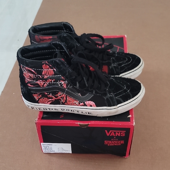 Vans Black and Red Floral High-Top Sneakers